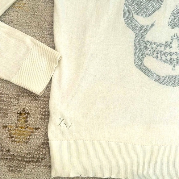 Zadig & Voltaire Knit Crewneck Sweater with silver Skull. 100% cotton .Size M. - Picture 4 of 10